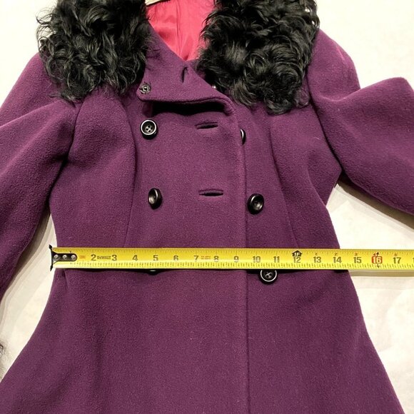 Retro VTG Purple Miss Magnin for I. Magnin Wool Coat curly lamb collar cuffs XS - Picture 10 of 15